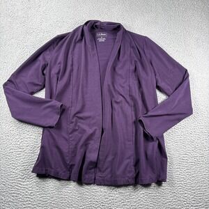 LL Bean Cardigan Women S Purple Long Sleeve‎ Open Front Stretchy Career Casual
